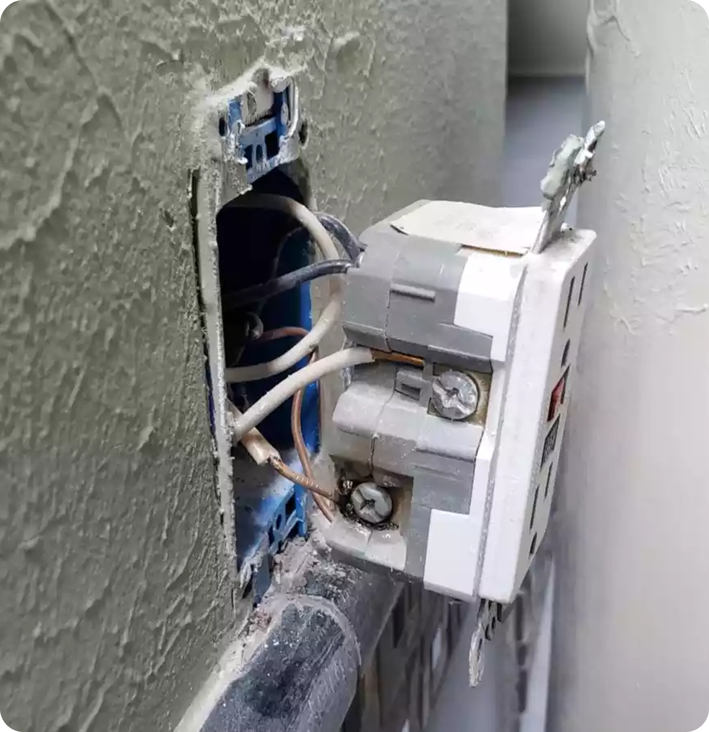 Repair burnt outlet & wiring